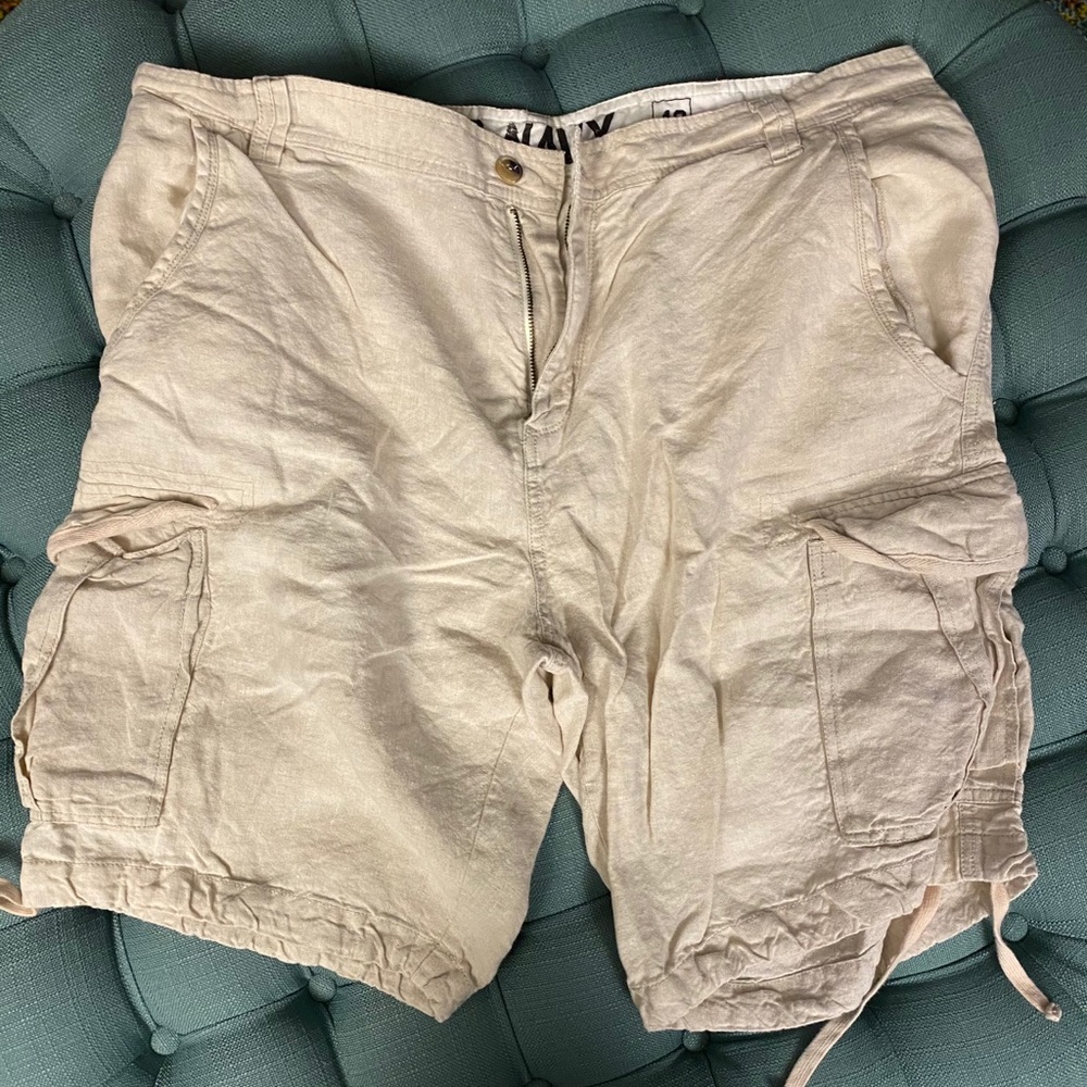 Mens linen cargo shorts